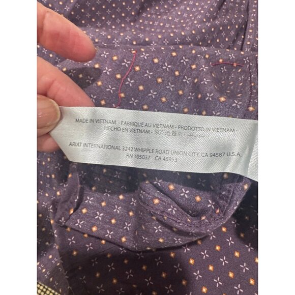 Ariat Mens Wrinkle-Free Long Sleeve Button-Up Shirt Purple M Western Work Cowboy - Picture 8 of 12